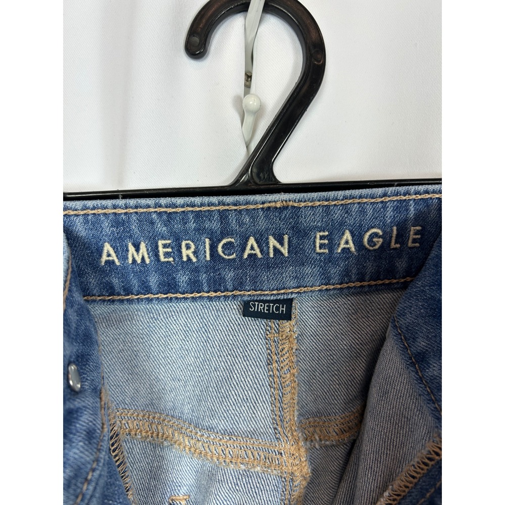 American Eagle Super High-Rise Baggy Wide Leg Jeans Medium Wash Size 12 Short - Picture 4 of 8